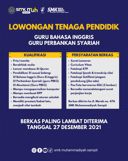 Seleksi Penerimaan GTK SMK Muhammadiyah Sampit